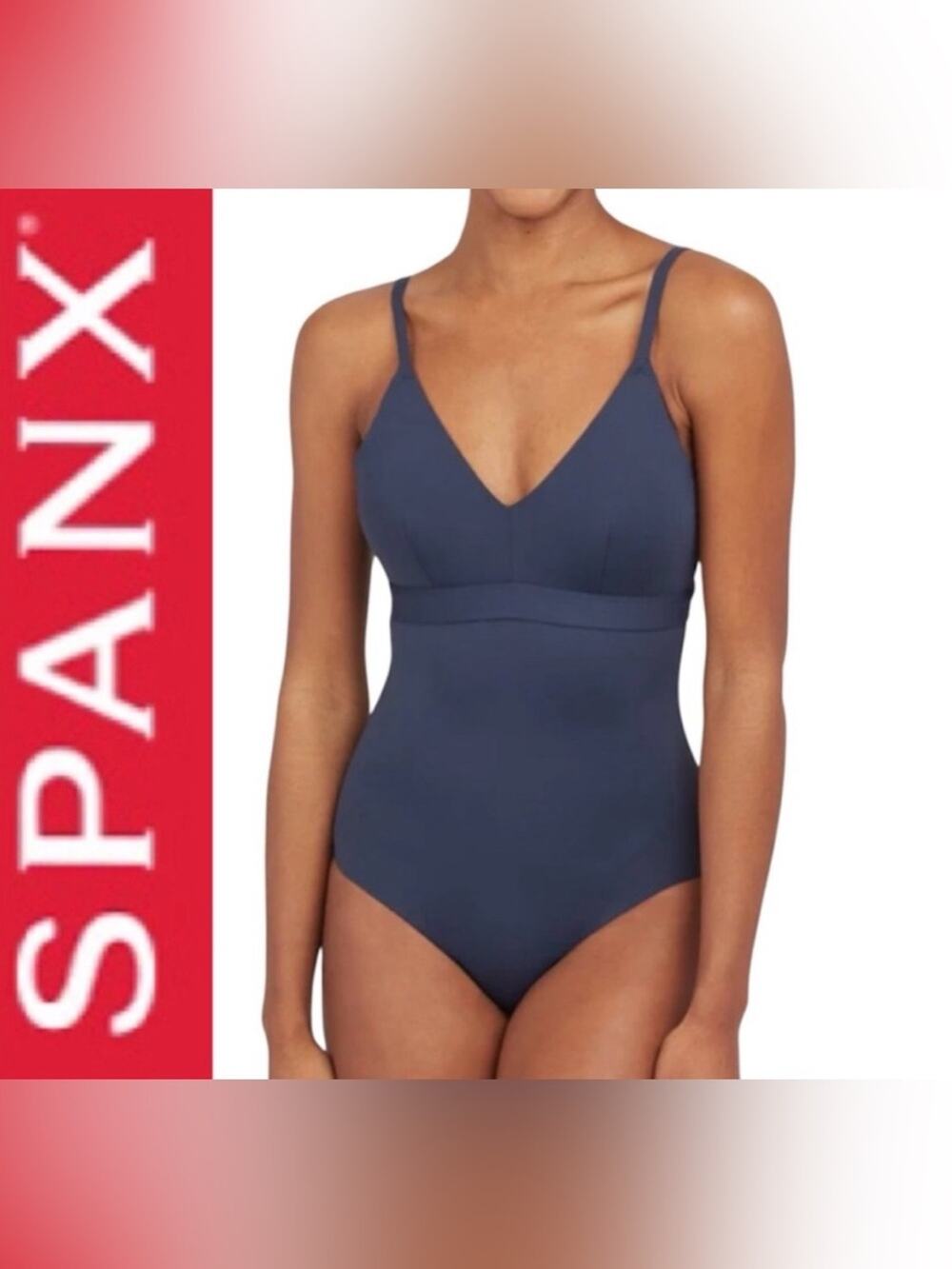 Spanx Swimsuit Women's Plus Size 1X Navy 1 Piece Beach Cruise Vacation Stretch